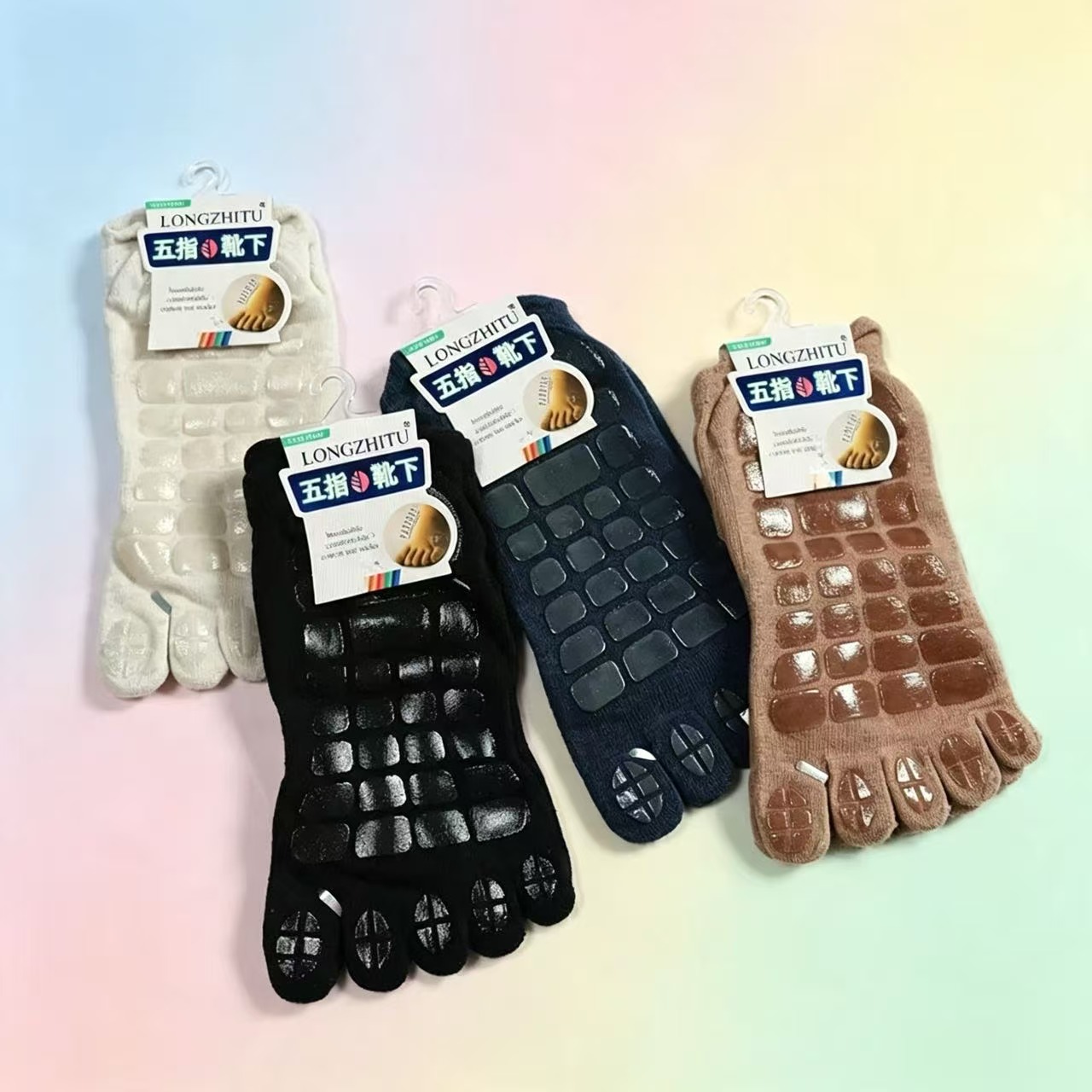 Sport Slide Men - メンズ冬用厚手五本指ソックス、暖かく滑り止めグリップ付きフィットネスつま先ソックス、ローカーフスリッパ、男性用フロアソックス