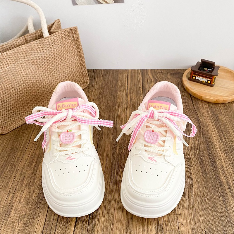 Casual Sneaker Low - ドーパミンデザインのボードシューズ、小さいサイズ、厚底、ファッショナブルな女性用シューズ、2026年新作、カジュアルホワイトスニーカー、35-40
