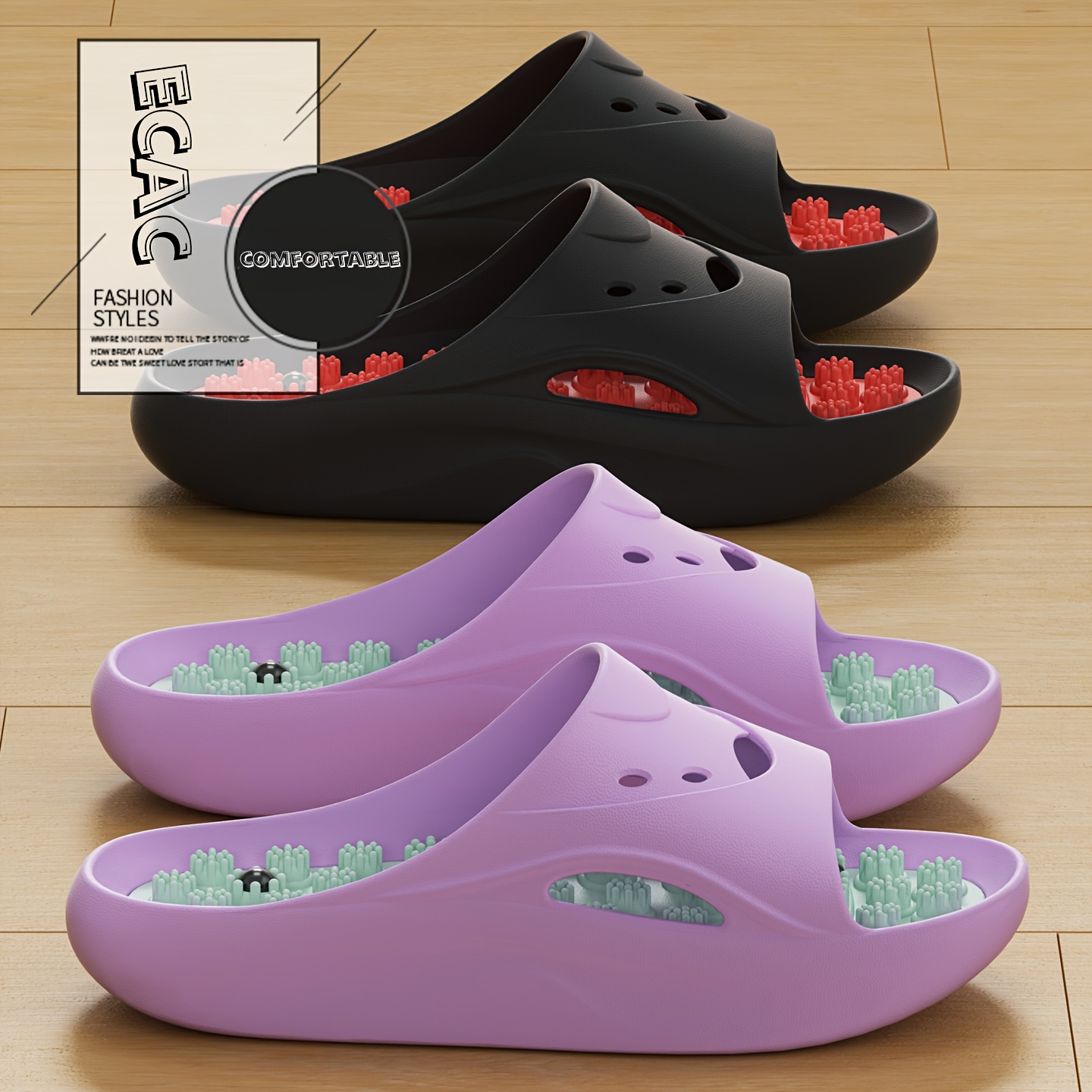 Men'S Shoes To Women'S Size - 女性男性用EVAマッサージスリッパ厚底バスルームスライド滑り止めシャワーサンダルソフトクッションホーム屋内屋外ビーチシューズ
