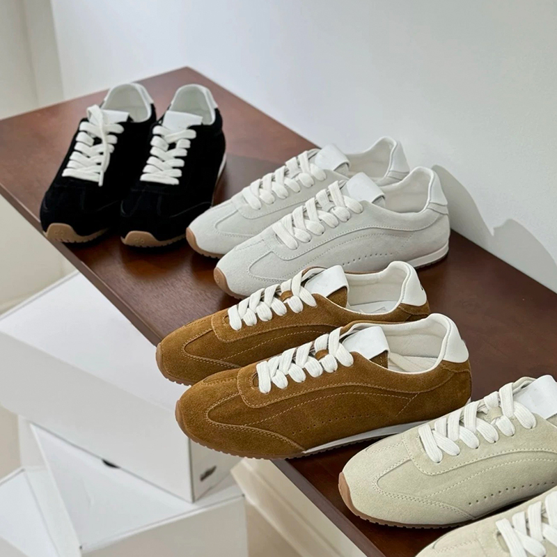 Casual Sneaker Low - ユニセックスレディースカジュアルシューズ本革スエードスニーカーメンズレースアップウォーキングシューズホワイトシューズスタイルデザイナーレディースシューズ