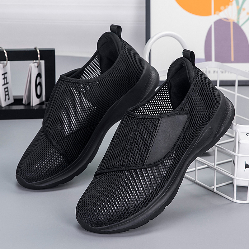 Men'S Shoes With Velcro - YUYIN メンズ夏通気性メッシュスポーツシューズベルクロスリッポンシューズ軽量快適ソフト通気性カジュアルメンズシューズ