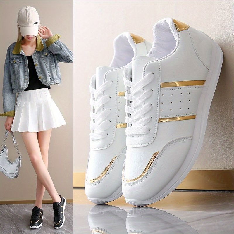 Casual Sneaker Low - 新着スニーカー女性の加硫靴ブラックゴールデンスポーツカジュアルデザイナーシューズ女性のための白トレーナー