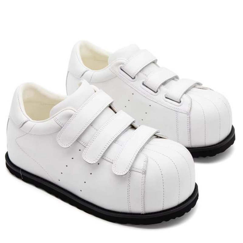 Men'S Shoes With Velcro - フルレザーシェルトゥスケートシューズ男性用内部高さ調整とプラットフォームデザインメンズレザーカジュアルシューズベルクロストラップシューズ