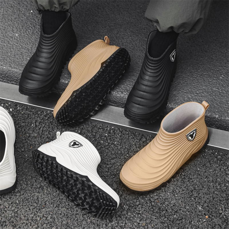 Men'S Shoes Water Resistant - メンズレインシューズファッション防水滑り止めレインブーツ冬ショートバレル釣りウォーターシューズ男性用レインブーツザパトス