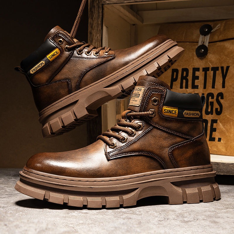 Men'S Shoes Business Casual - ヴィンテージ メンズ プラットフォーム アンクルブーツ 秋冬 ブリティッシュ