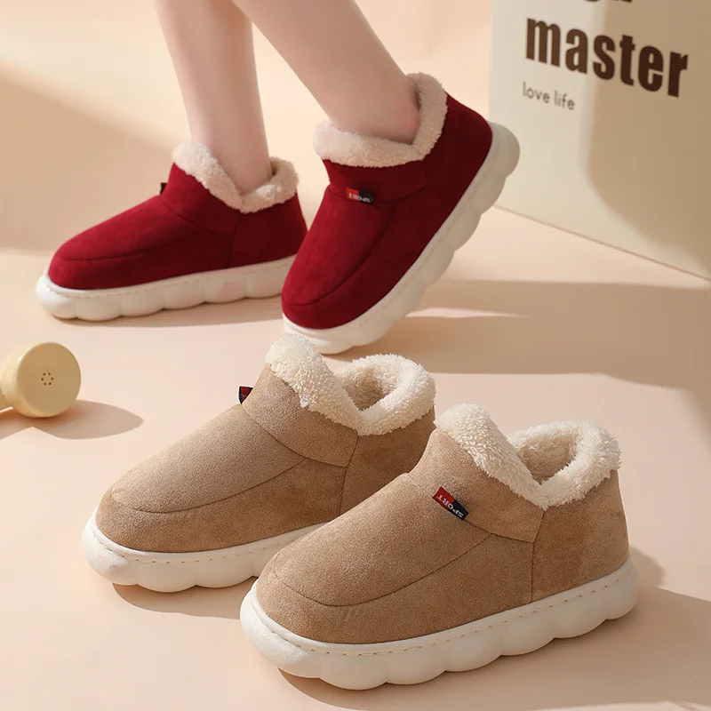 Men'S Shoes To Women'S Size - 2025年冬用メンズカジュアルハウスシューズ、レディースアウトドア用暖かいコットンシューズ、女性用室内用プラッシュパッド入りスリッパ