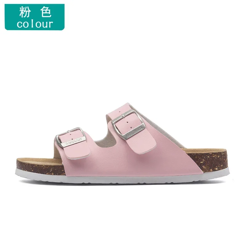 Men'S Shoes Birkenstock - スリッパ女性バックル平底コルクスリッパ男の夏ユニセックスビーチボタン屋外カジュアルサンダルデザイナーレディースシューズ