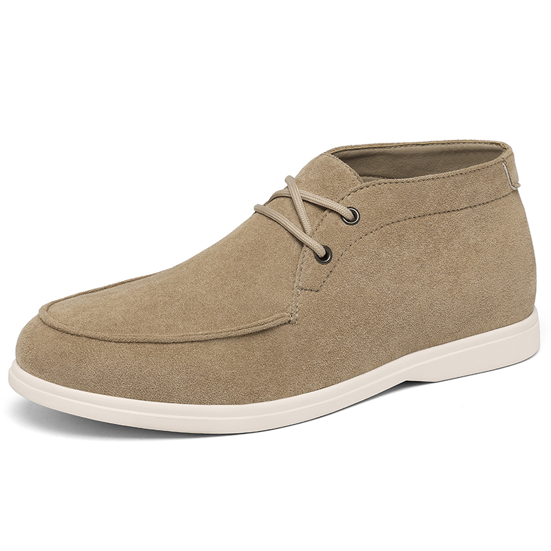 Men'S Shoes Business Casual - クラシックな英国スタイルのスエードレザーチャッカブーツ（メンズ）、白いソールのカジュアルアンクルブーツ、ブラックとカーキ