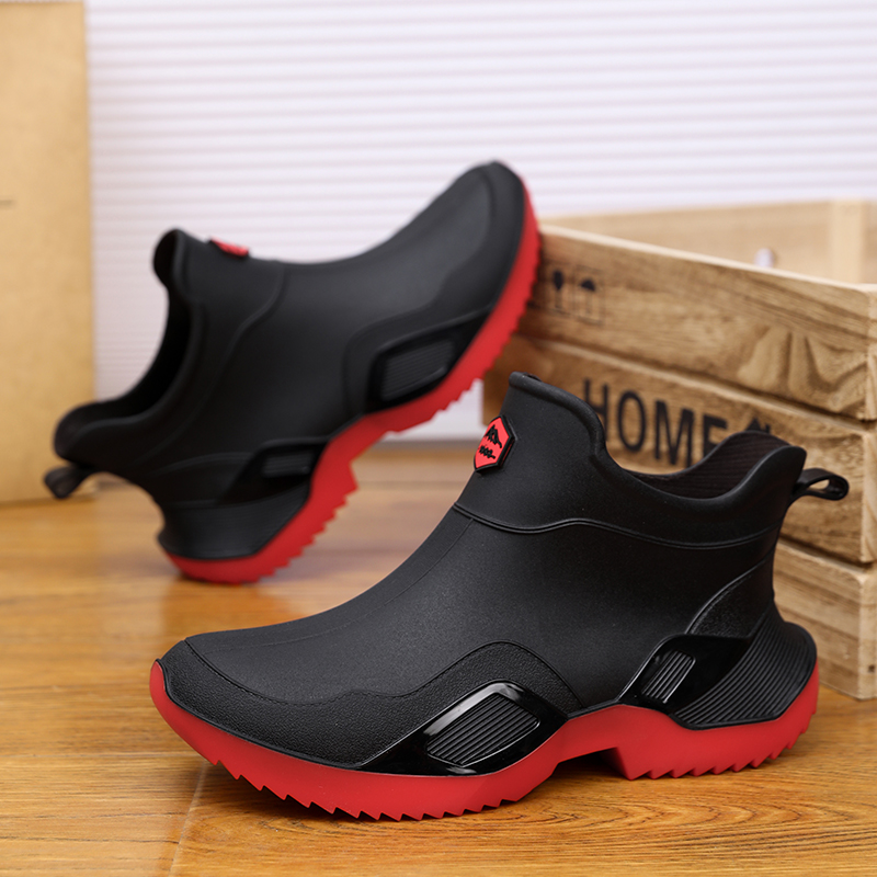 Men'S Shoes Water Resistant - 男性用レインシューズ 防水、滑り止め、耐摩耗性ショートレインブーツ 釣り用ゴム靴 キッチン用ウォーターシューズ