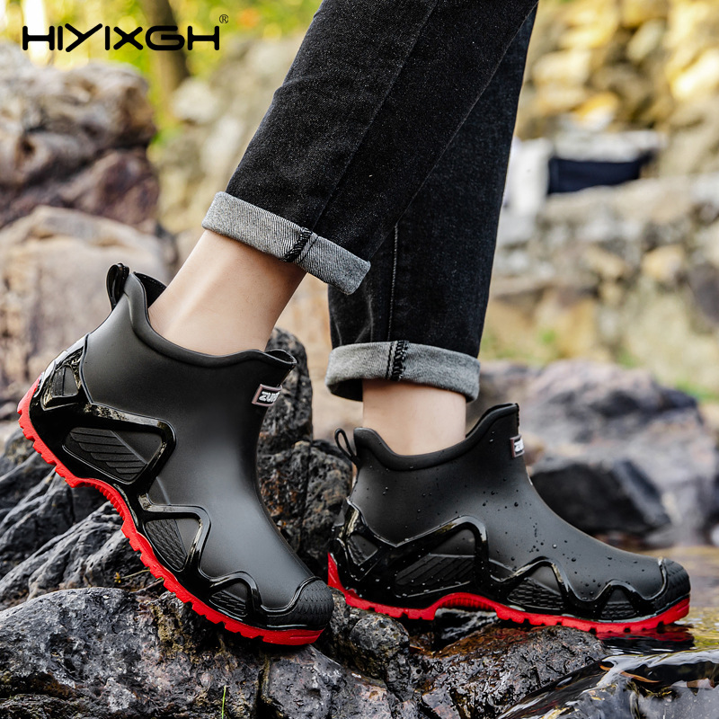 Men'S Shoes Water Resistant - 厚底メンズレインブーツ アウトドア防水シューズ 耐摩耗性 釣り用ゴム靴 滑り止めで快適なウォーターブーツ 新商品