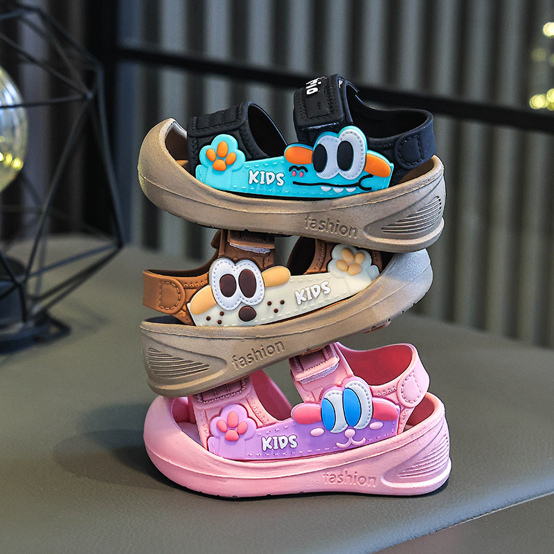 Men'S Shoes With Velcro - 女の赤ちゃんサンダル 2026 新しいオールマッチ幼児ウォーキングシューズ漫画衝突防止屋外ノンスリップベルクロ男の子サンダル