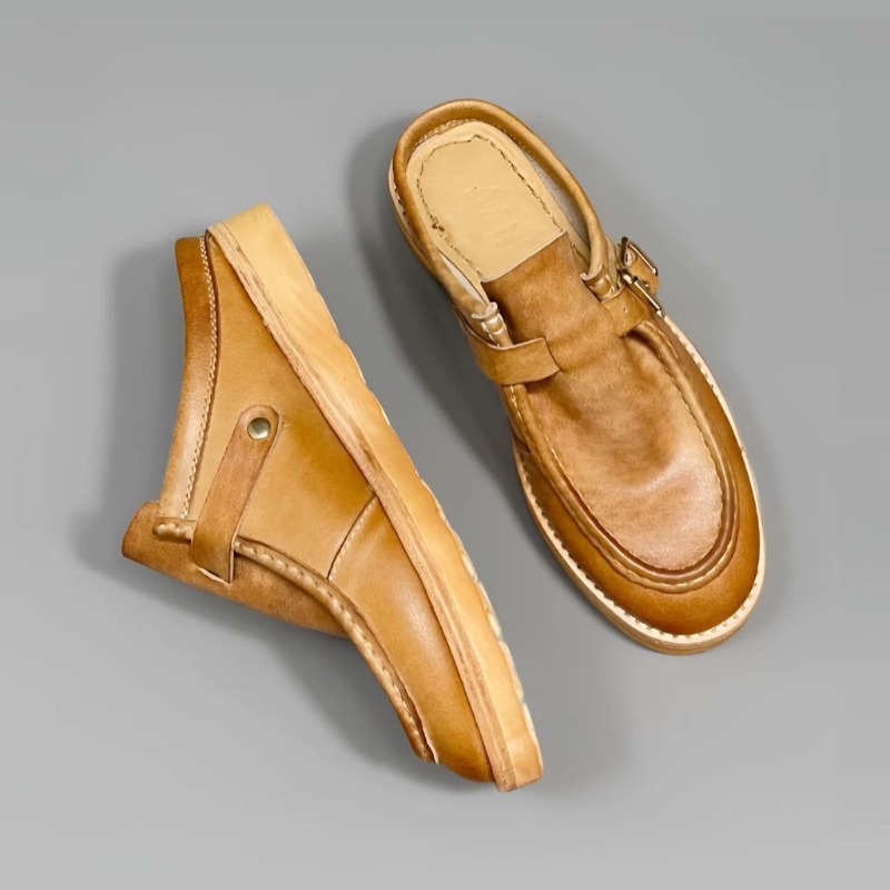 Men'S Shoes Birkenstock - ニッチデザイン レトロ メンズ ラウンドトゥ スリッパ ウォッシュドカウハイド