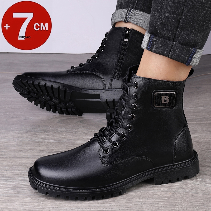 メンズ本革エレベーターブーツ 冬用暖かい裏地付きジップアップ - Men'S Shoes Business Casual のレビューと価格