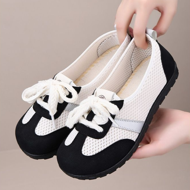 女性用メッシュスリッポンシューズ、通気性のあるカットアウトフ - Mesh Trainer Breathable のレビューと価格