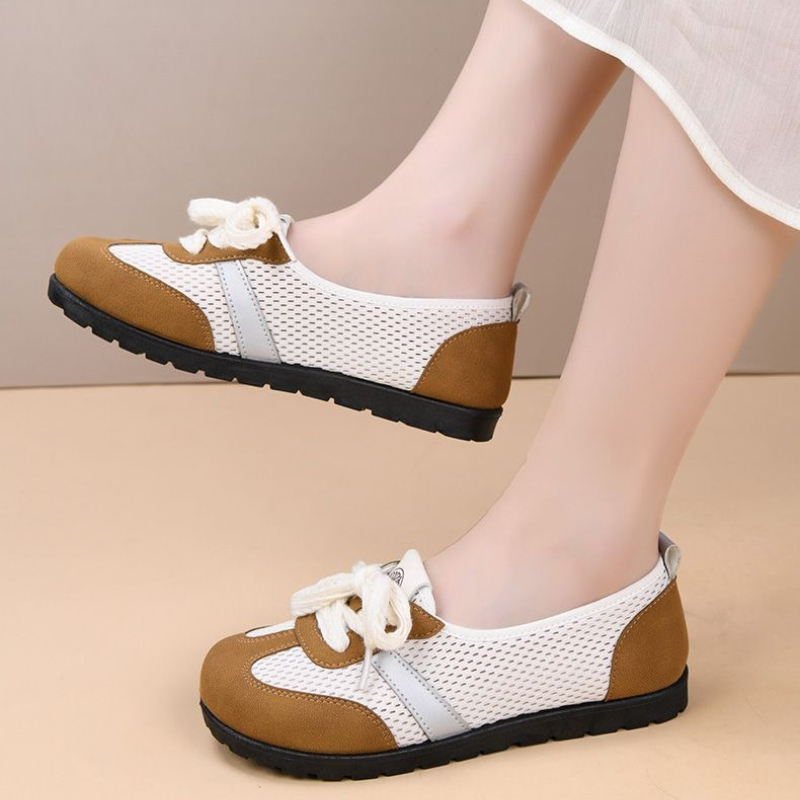女性用メッシュスリッポンシューズ、通気性のあるカットアウトフ - Mesh Trainer Breathable のレビューと価格