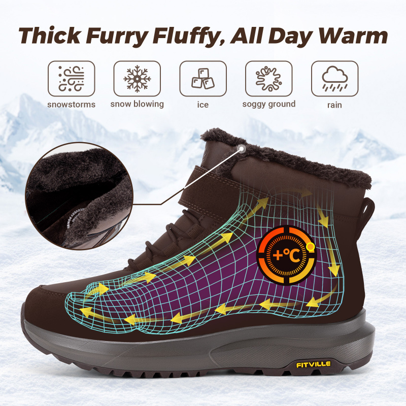 フィットビル メンズ ウィンターブーツ ワイドフィット ファ - Men'S Shoes Water Resistant のレビューと価格
