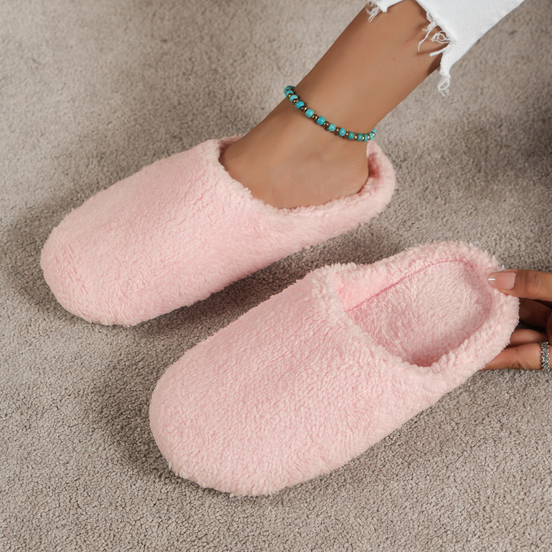 シンプルな無地のつま先が閉じた男女兼用室内用静音コットンスリ - Men'S Shoes To Women'S Size のレビューと価格