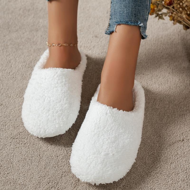 シンプルな無地のつま先が閉じた男女兼用室内用静音コットンスリ - Men'S Shoes To Women'S Size のレビューと価格