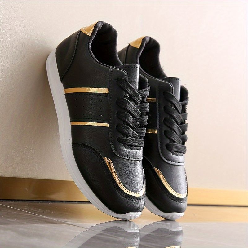 新着スニーカー女性の加硫靴ブラックゴールデンスポーツカジュア - Casual Sneaker Low のレビューと価格