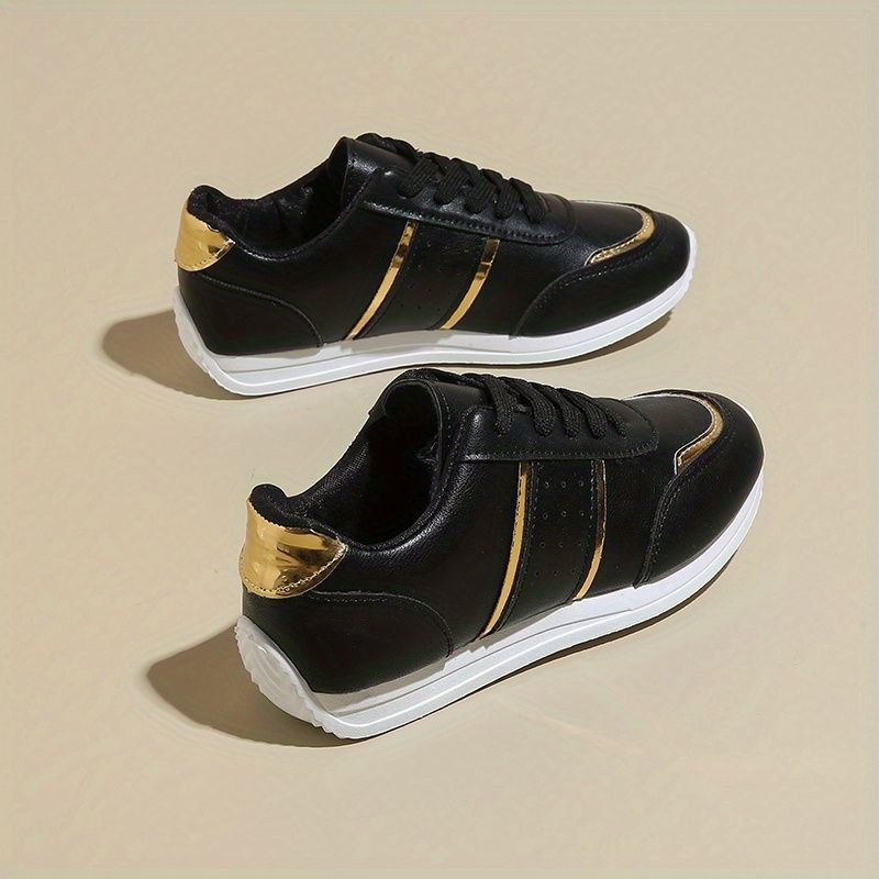 新着スニーカー女性の加硫靴ブラックゴールデンスポーツカジュア - Casual Sneaker Low のレビューと価格