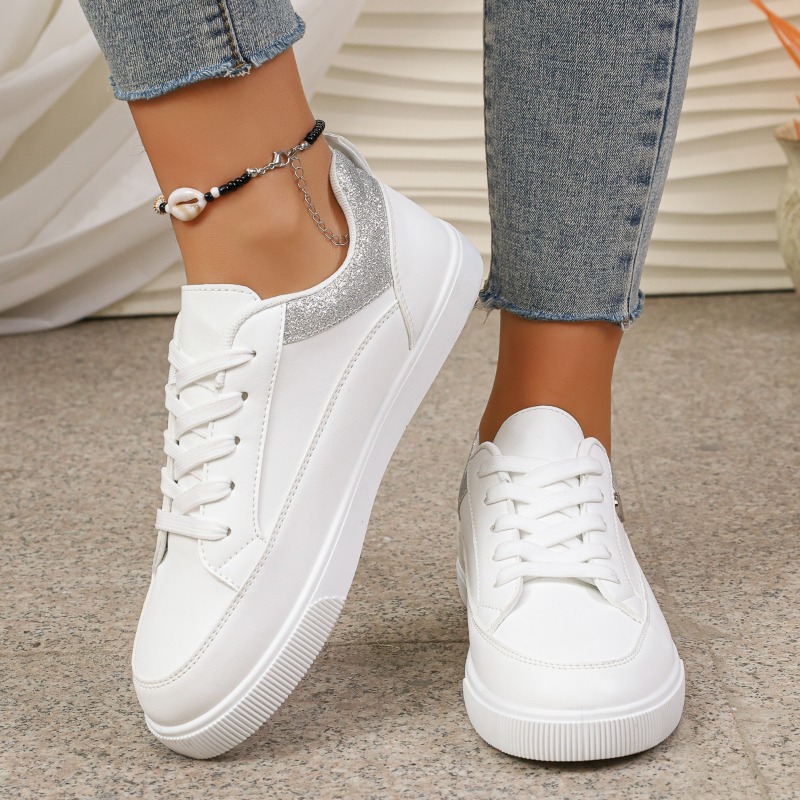 レディース ホワイトグリッターハートスニーカー - シルバー - Casual Sneaker Low のレビューと価格