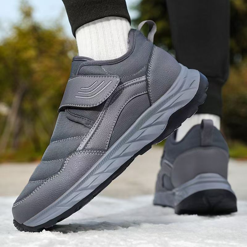 メンズ冬用新作ビッグサイズベルクロアンクルスノーブーツ、ユニ - Men'S Shoes With Velcro のレビューと価格