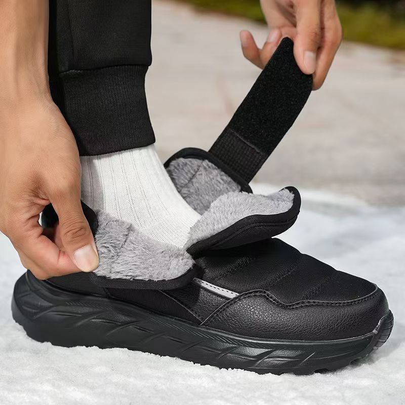 メンズ冬用新作ビッグサイズベルクロアンクルスノーブーツ、ユニ - Men'S Shoes With Velcro のレビューと価格