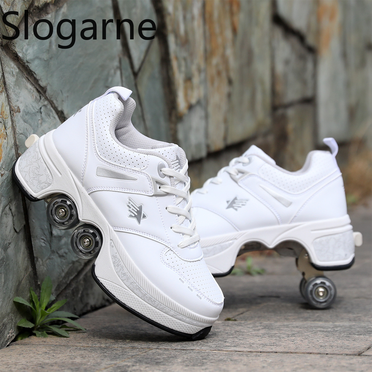 女性用4輪変形ローラースケートシューズ、男性用カジュアルスポ - Men'S Shoes To Women'S Size のレビューと価格