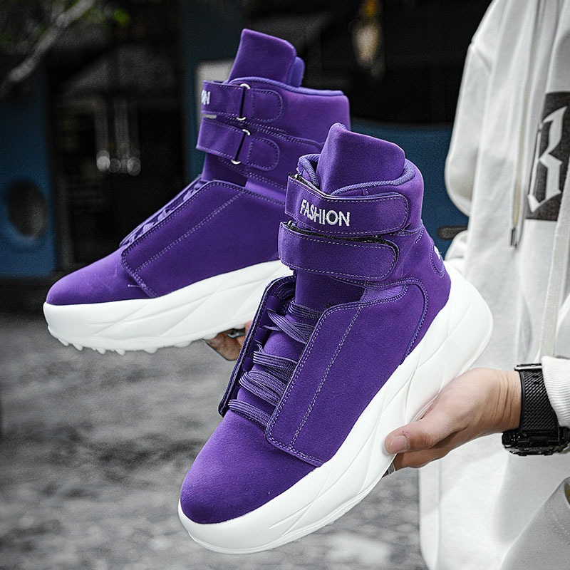 2026 パープルハイトップスニーカー男性ベルクロプラットフ - Men'S Shoes With Velcro のレビューと価格
