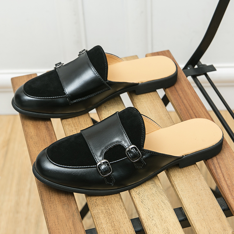男性用ファッショナブルなハーフヒールレザーシューズ、カジュア - Men'S Shoes Business Casual のレビューと価格