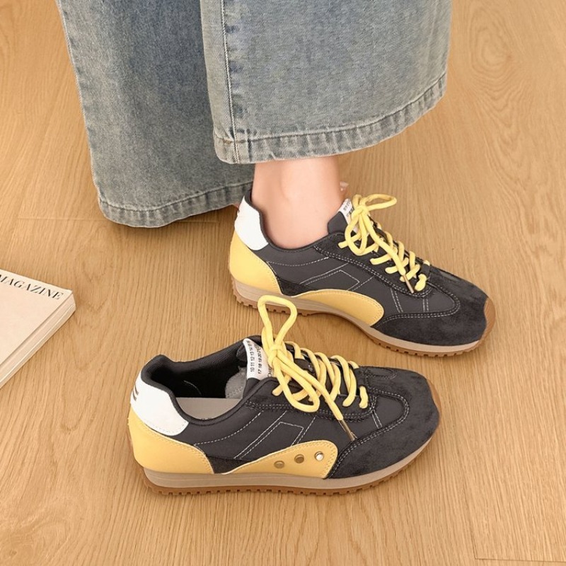 レトロカラーブロックスニーカー女性ソフトフラットランニングシ - Casual Sneaker Low のレビューと価格