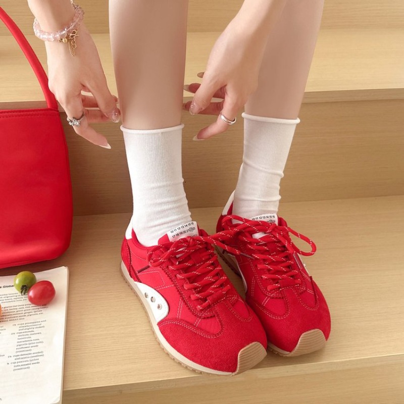 レトロカラーブロックスニーカー女性ソフトフラットランニングシ - Casual Sneaker Low のレビューと価格