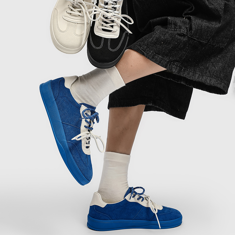 メンズレトロパッチワークカラースニーカー 厚底スポーツシュー - Men'S Shoes With Velcro のレビューと価格