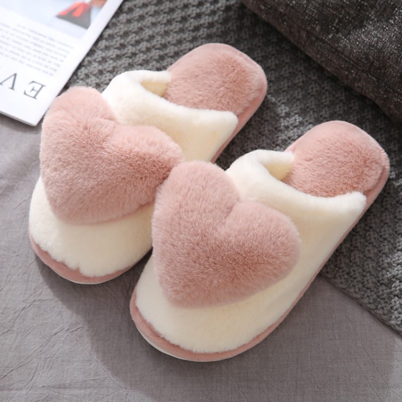 冬暖かいハート柄綿スリッパ女性屋内カジュアル快適なサンダル男 - Men'S Shoes To Women'S Size のレビューと価格