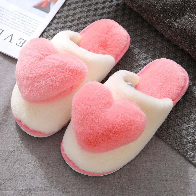 冬暖かいハート柄綿スリッパ女性屋内カジュアル快適なサンダル男 - Men'S Shoes To Women'S Size のレビューと価格