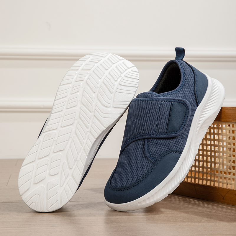 男性用 ワイド幅靴型 通気性メッシュカジュアルシューズ、調整 - Men'S Shoes With Velcro のレビューと価格