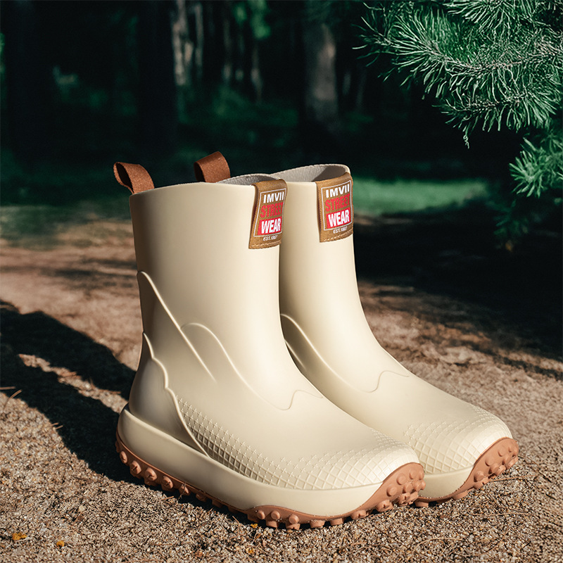 ミッドカーフアウトドア防水シューズメンズノンスリップレインブ - Men'S Shoes Water Resistant のレビューと価格