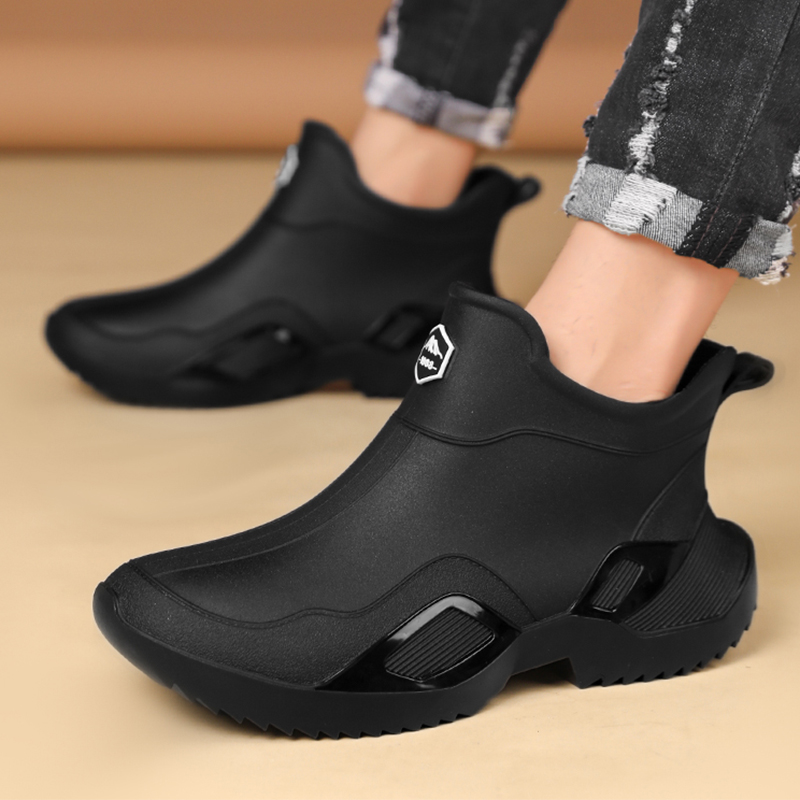 男性用レインシューズ 防水、滑り止め、耐摩耗性ショートレイン - Men'S Shoes Water Resistant のレビューと価格
