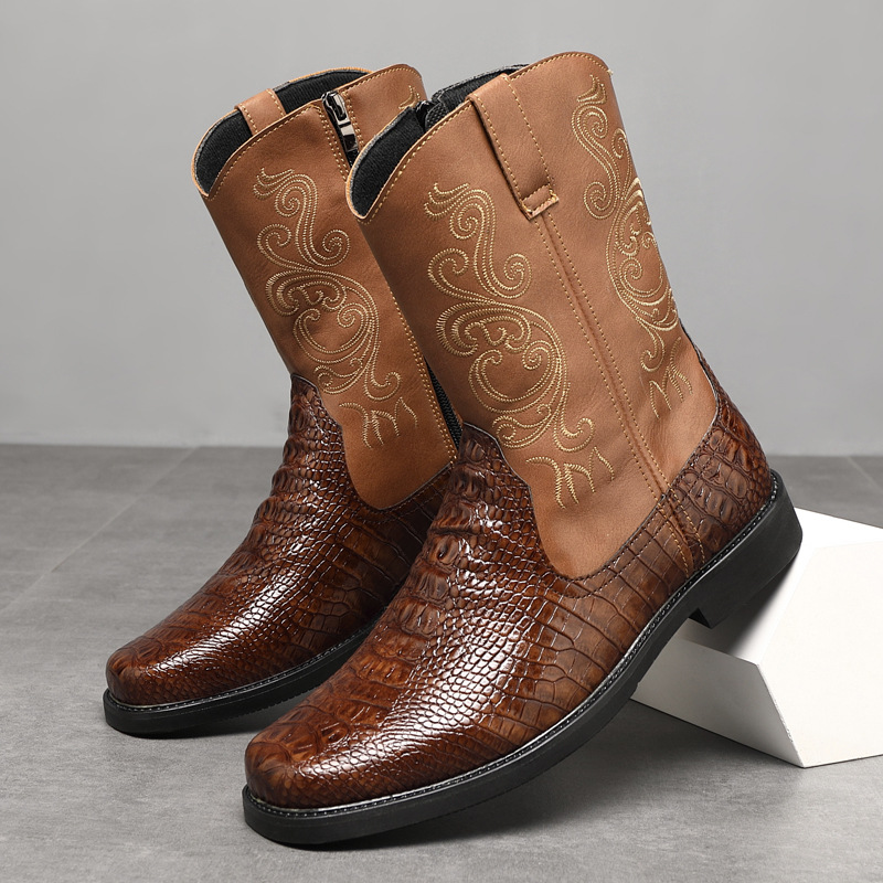 メンズワイド幅トールカウボーイブーツ2025年秋PUレザーハ - Men'S Shoes Wide Width のレビューと価格