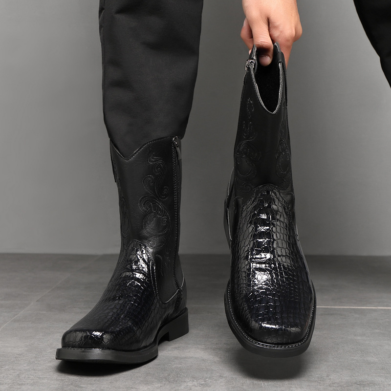 メンズワイド幅トールカウボーイブーツ2025年秋PUレザーハ - Men'S Shoes Wide Width のレビューと価格
