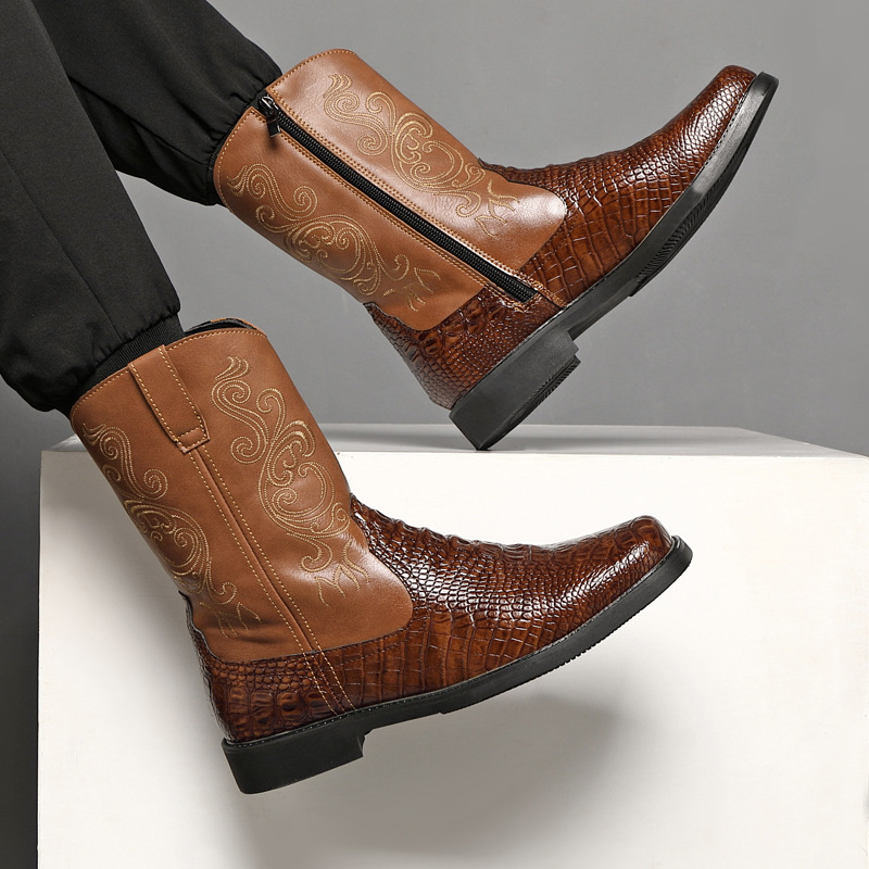 メンズワイド幅トールカウボーイブーツ2025年秋PUレザーハ - Men'S Shoes Wide Width のレビューと価格
