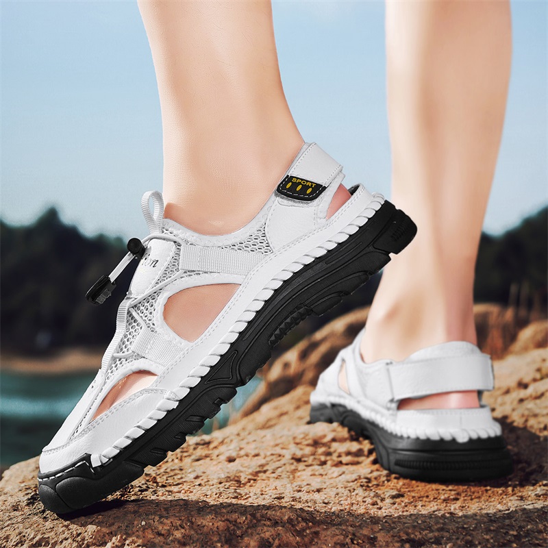 メンズ手作りのシンプルなレタープリントサンダル、夏のビーチ中 - Men'S Shoes With Velcro のレビューと価格