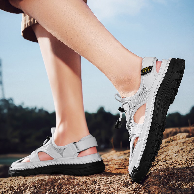 メンズ手作りのシンプルなレタープリントサンダル、夏のビーチ中 - Men'S Shoes With Velcro のレビューと価格