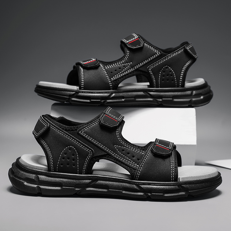 メンズ夏用アウトドアサンダル、滑り止め、耐摩耗性、ソフトソー - Men'S Shoes With Velcro のレビューと価格
