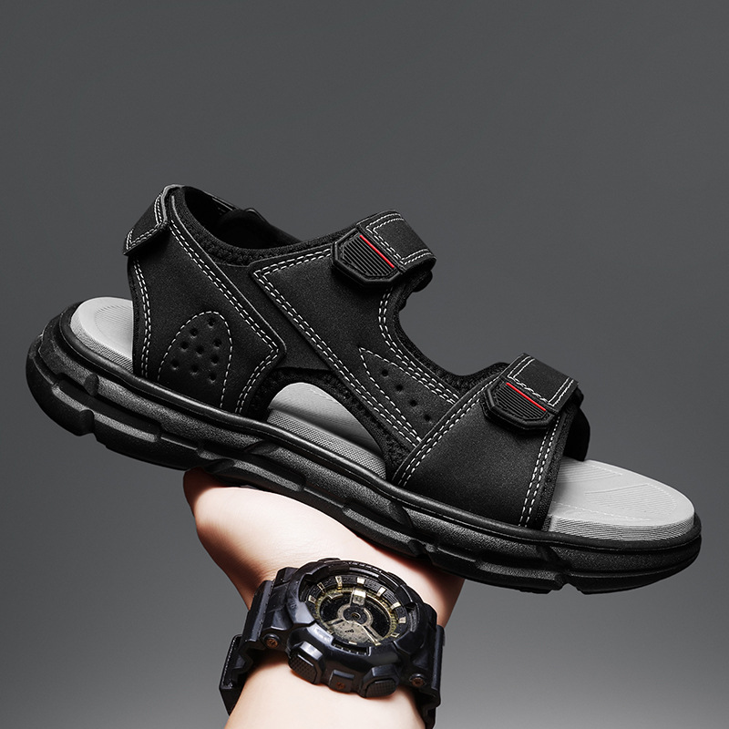 メンズ夏用アウトドアサンダル、滑り止め、耐摩耗性、ソフトソー - Men'S Shoes With Velcro のレビューと価格
