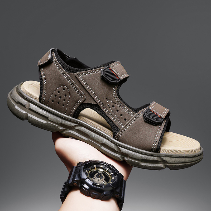 メンズ夏用アウトドアサンダル、滑り止め、耐摩耗性、ソフトソー - Men'S Shoes With Velcro のレビューと価格