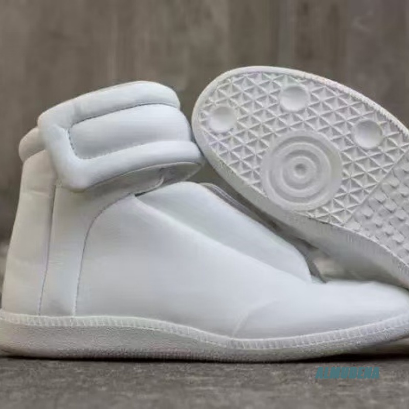 黒無地メンズカジュアルハイトップスニーカーファッションレザー - Men'S Shoes With Velcro のレビューと価格