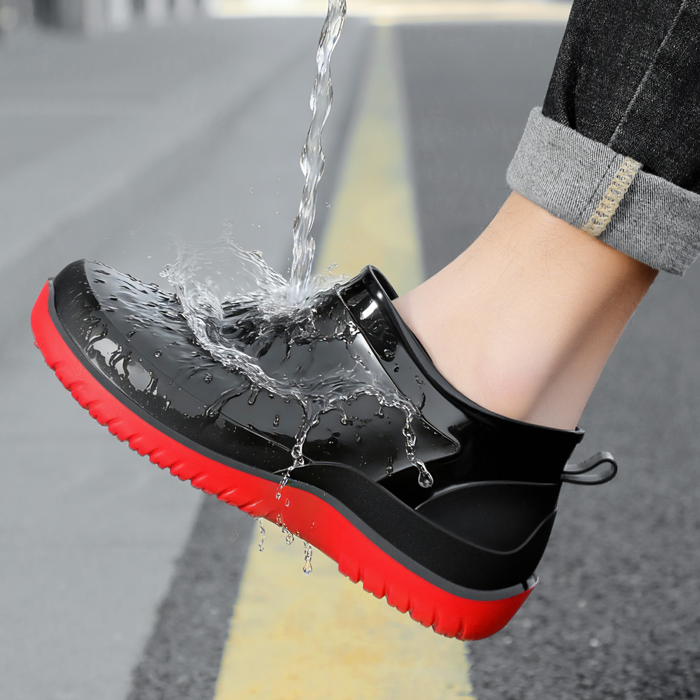 レインブーツメンズ防水シューズ厚みのあるウォーターブーツ屋外 - Men'S Shoes Water Resistant のレビューと価格