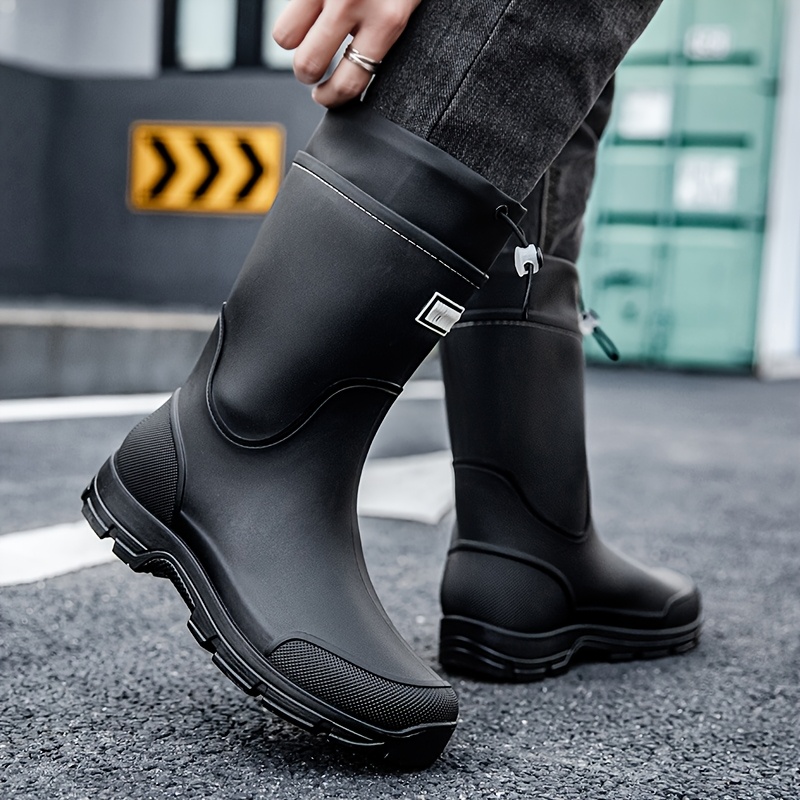メンズ防水レインブーツ、ミッドカーフ、スリッポン、厚底、滑り - Men'S Shoes Water Resistant のレビューと価格